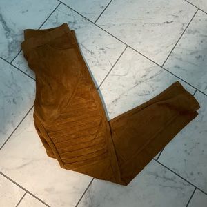 Light brown suede leggings